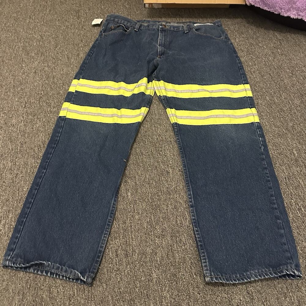 Red Kap Reflective Enhanced Visibility Work Dark Blue Jeans Men's Size 42 37